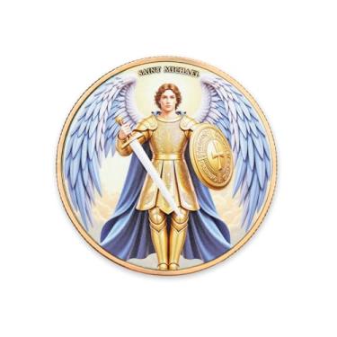Imagem de Saint Michael The Archangel Protect Us Medal Challenge Coin, Psalm 91:10-11 Religious Protection Prayer Token Christian Faith Inspirational Gift