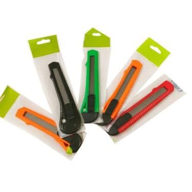 Imagem de Kit 05 Estilete Corte Grande Largo 18mm Plástico - Leonora