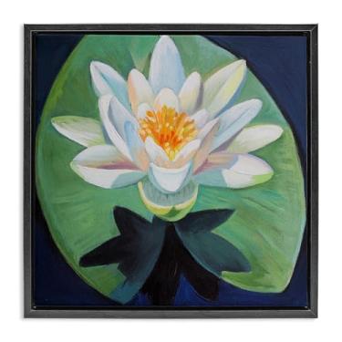 Imagem de Stupell Industries Elegante Lotus & Lily Pad Black Framed Floater Canvas Wall Art Design por Violeta Vollmer, 25 x 25