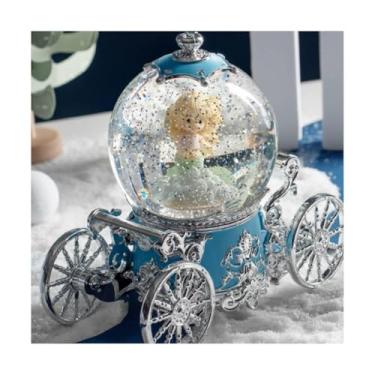Imagem de ZZTWER Caixa musical fantasia floco de neve abóbora carro bola de cristal caixa de música, globo de neve com luzes coloridas para presente de aniversário, Natal, Ano Novo