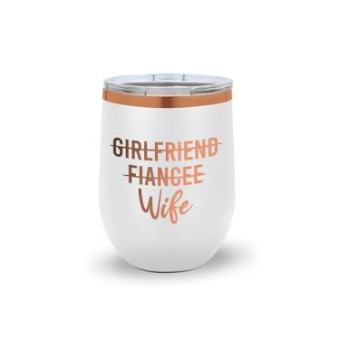 Imagem de SpreadPassion Copo de vinho Girlfriend Fiancée Wife – Presente de noivado ou chá de panela – Copo engraçado para futura esposa (branco)