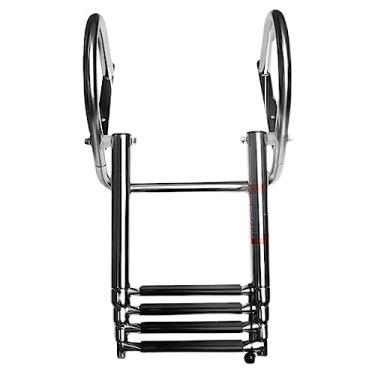 Imagem de Escada telescópica para barco com 4 degraus, aço inoxidável, entrada traseira, escada, para uso pesado, para iate marinho, piscina, piscina, escada