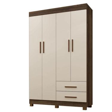 Imagem de Guarda Roupa Leblon 4 Portas 2 Gavetas 5 Prateleiras - Benet Imbuia Off
