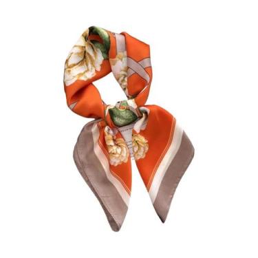 Imagem de Lenço Quadrado Feminino De Cetim Macio 70x70cm, Imitação De Seda, Moda