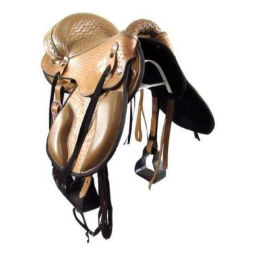 Imagem de Sela Natural De Cavalo Luxo Australiana Inox Em Couro Mangalarga Sem I