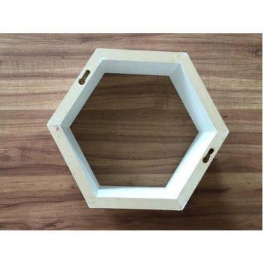 Imagem de Nicho Colmeia Hexagonal 35x30x10cm Branco Para Decoração Mdf 3 pç - B&
