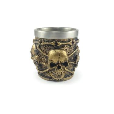 Imagem de Copo Para Dose Shot Em Aço Inox Resina Modelo 6 Caveiras Decorativo Co