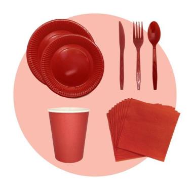 Imagem de Kit Festa 140 Pçs Descartavel: Prato- Copo- Talher- Guardanapo - Parti