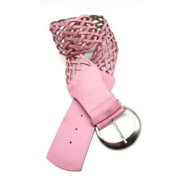 Imagem de Cinto feminino trançado couro largo FR015 - Barão Do Couro, Rosa, P