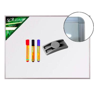 Imagem de Quadro Branco LUXO 70x50 cm Melamínico Fórmica Base MDF com Moldura de