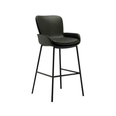 Imagem de Banco de bar simples de montagem fácil Home Island 75 cm alta luz luxo moderno cadeira de balcão (preto)