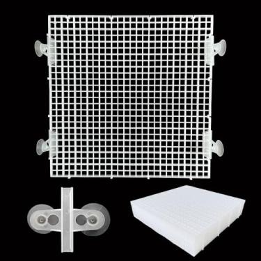 Imagem de TQDXZA Divisória de aquário de 8 peças, painéis de grade de plástico de 29 x 29 cm com 10 ventosas, placa de separação de tanque de peixes para plataforma de frade de tartaruga, bandeja inferior de