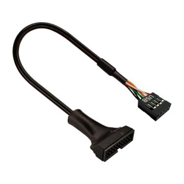 Imagem de Allcacse Adaptador USB 3.0 USB 2.0 9 pinos placa mãe fêmea para USB 3.0 19 pinos macho adaptador cabo, comprimento: 15 cm (preto)