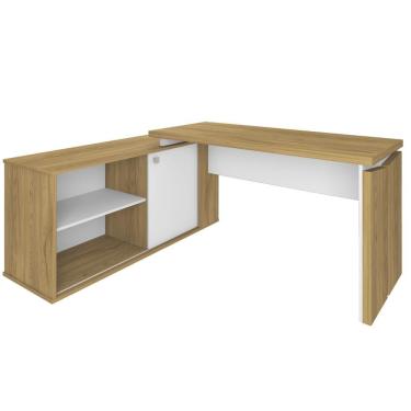 Imagem de Mesa Para Escritório Escrivaninha Home Office Orly A02 Olmo Branco - Lyam Decor