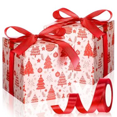 Imagem de Dispowreath 48 caixas de presente de Natal 10 x 10 x 10 cm com fita, caixa pequena de Natal com tampas, caixas de presente para embrulho de presente, casamento, feriado, festa de aniversário (árvore)