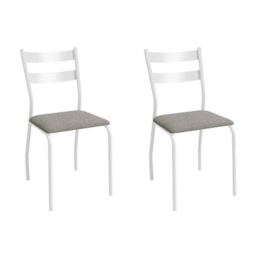 Imagem de Cadeira de Cozinha Bali 2C141BR Aço Kit 2 Un Branco/Boucle Cinza - Kappesberg