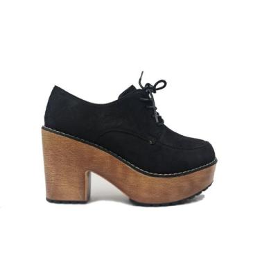 Imagem de Plataforma de botins para mulheres em camurça preta - Lightbek Officia