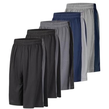 Imagem de Shorts esportivos LukBerd, pacote com 5, masculinos, longos, basquete