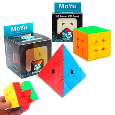 Imagem de Kit com 2 Cubo Magico Moyu Profissional 3x3x3 Triangulo + Quadrado Speed Cube Brinquedo Original