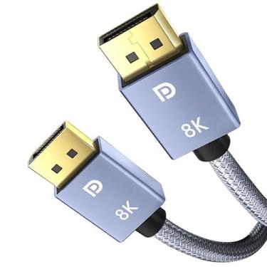 Imagem de Cabo Displayport 8K v1.4 Blindado Ultra Resistente 32.4Gbps Freesync/Gsync 1080P@240Hz, 2K@165Hz, 4K@144Hz, 8K@60Hz Displayport X Displayport (1,5 Metros)