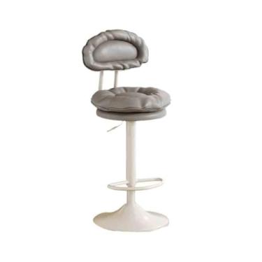 Imagem de Banco de bar de pub 54-74 cm Elevador e giratório Bar Stool Simples encosto Home Use High Banqueta Frente Cadeira(Gray)