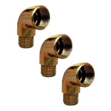 Imagem de Kit 3 Joelho Cotovelo Curva Metal Dourado Rm X Rf 1/2`` X90