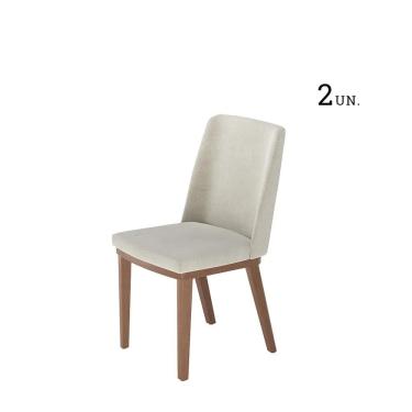 Imagem de Kit de 2 Cadeiras de Madeira Maciça Estofada Kalina - Natural c/ Soft Palha