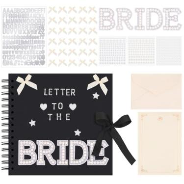 Imagem de Livro de recortes de 20 x 20 cm Letras para a Noiva DIY Livro de memórias de casamento, páginas em branco, álbum de fotos, placa de livro de convidados de noiva com envelope, papel de carta, adesivos
