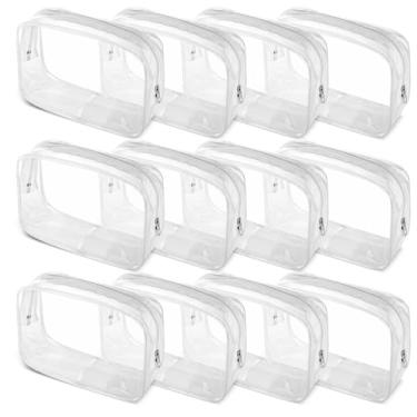 Imagem de STARVAST 24 peças de bolsas de maquiagem transparentes, bolsas brancas de armazenamento de cosméticos, estojo de plástico de maquiagem impermeável para viagem, bolsas de PVC com zíper para mulheres