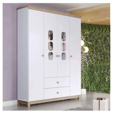 Imagem de Guarda Roupa Infantil Ambiente Aconchego 4 Portas Branco Jequitibá Hp 
