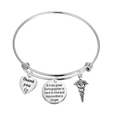 Imagem de PLITI Pulseira ultrassonográfica, presente técnico de ultrassom, radiologia, tecnólogo, joia, raio-X, presente de radiógrafo, presente, Medium, Aço inoxidável, aço inoxidável