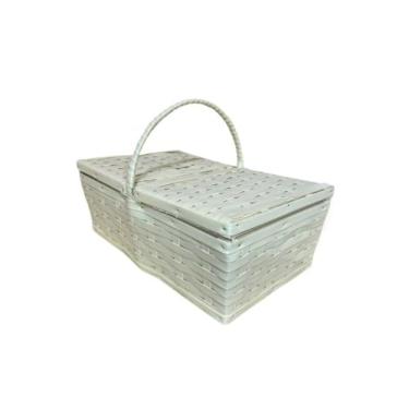 Imagem de Cesta de Piquenique Tamanho M 40x25x14cm - Ideal para Churrasco, Jardim e Piscina(Palha)