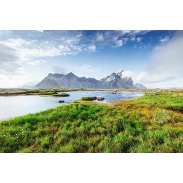Imagem de Quadro Decorativo com Estampa Pictureque Landscapes Forests And Mountains Iceland 40 x 40 Papel 2 unidades