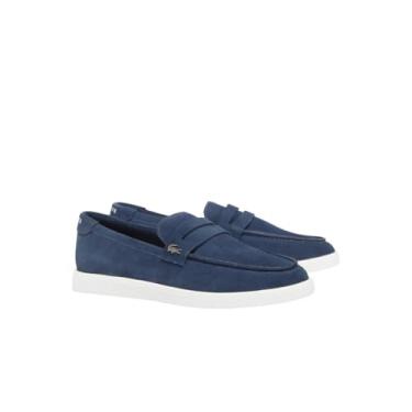 Imagem de Lacoste Cochet Suede Slip Ons masculino, Azul-marinho/branco, 41