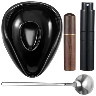 Imagem de Conjunto de copo dosador de grãos de café e frasco de spray de 10 ml, bandeja dosadora de café de cerâmica com ferramentas de distribuição de café expresso e colher reutilizável copo medidor de grão