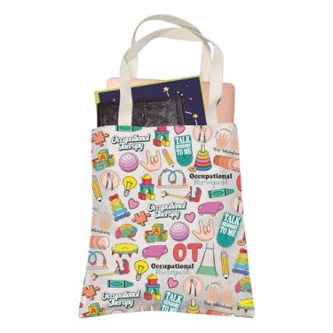 Imagem de LEVLO Linda sacola de terapia ocupacional Future OT Therapists Healthcare Shopping Bag Tiny Hands Big Adventures Gift (OT)