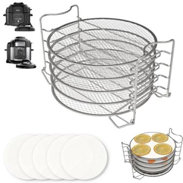 Imagem de Foodi Rack desidratador e folhas de desidratador para Ninja Foodi Air Fryer 6,5/8 litros e panela de pressão, escorredor para acessórios de panela instantâneos 8 Qt, suporte de aço inoxidável com 5