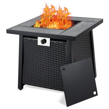 Imagem de Mesa de fogueira de propano de 71 cm, mesa retangular de 50.0000BTU com capa, superfície de cerca de aço resistente e ferro, certificado de segurança CSA, companheiro para o seu jardim