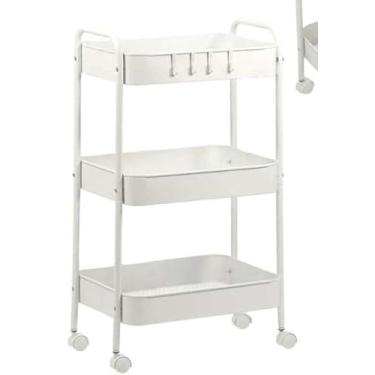 Imagem de Carrinho Organizador Para SalãO De Beleza, 3 Andares, Com Rodinhas, OpçõEs Em Ferro Ou AcríLico, Ideal Para Manicure, Pedicure E EstéTica(BRANCO(Ferro))
