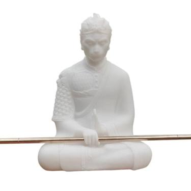 Imagem de livelyfish Estátua de Buda de Tanque de Peixes Asiáticos Ornamento Estátuas de Buda de Arenito Sol Wukong Estatuetas Colecionáveis para Decoração de Aquário de Jardim Zen, Branco