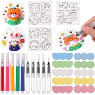 Imagem de Gueevin Kit de pintura de textura de espuma 3D mágica de 45 peças, incluindo papel texturizado de espuma, esponja de lona para desenho 3D, bolha, faça você mesmo, 5 cores, marcadores de tinta acrílica