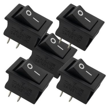 Imagem de Kit 5 chave gangorra on/off 2 polos 6a 125v preta - LUKMA