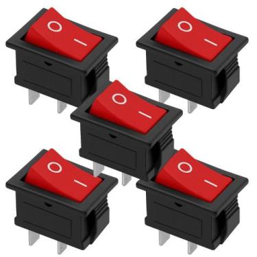 Imagem de Kit 5 chave gangorra on/off 2 polos 6a125v vermel - DIVERSAS