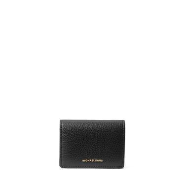 Imagem de Michael Kors Estojo para cartão Jet Set com aba pequena, ferragens douradas/couro seixo/preto