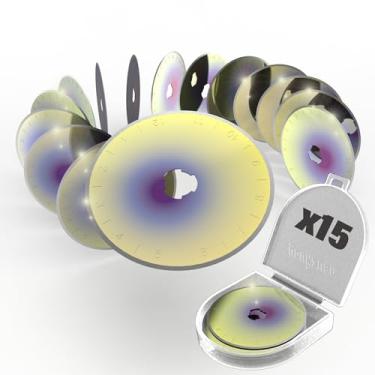 Imagem de youkzuan 15 pacotes de lâminas de corte rotativo de 45 mm revestidas de titânio colorido 45 mm suprimentos lâminas de corte rotativo, compatível com OLFA, Fiskars, Mr.Pen, DAFA, Truecut Sharp e