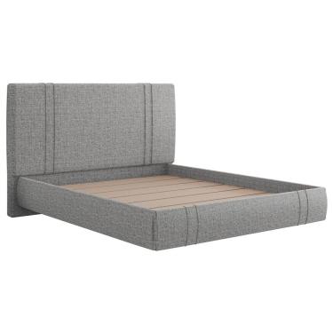 Imagem de Cama King Flutuante Com Cabeceira 195cm Astra S04 Linho Cinza - Lyam Decor