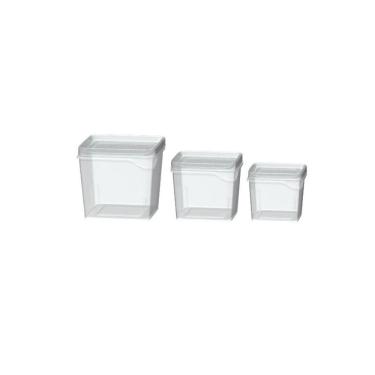 Imagem de Jogo 3 Potes Organizador Quadrado 250,450,800Ml Transparente