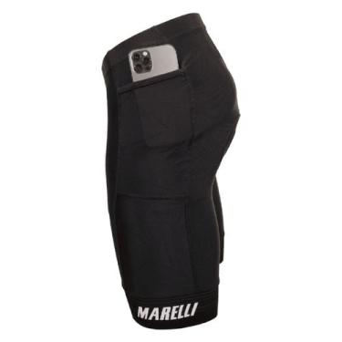 Imagem de Bermuda Ciclismo Marelli Elite 4hs Forro Italiano Bolso, M, Preto