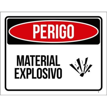 Imagem de Kit 3 Placas Sinalização - Perigo Material Explosivo
