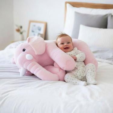Imagem de Pelúcia Para Bebê Almofada Travesseiro Elefante News Menino Menina 60 